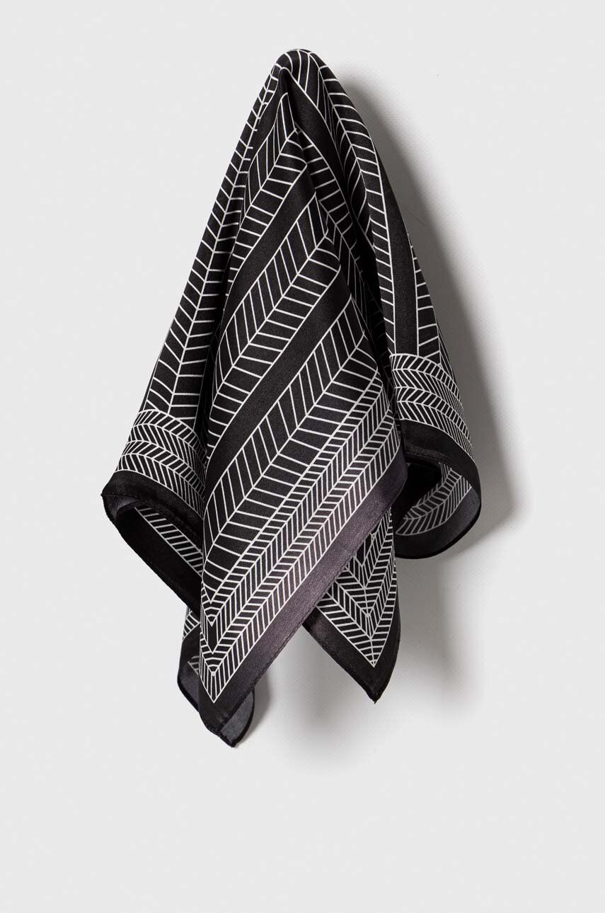 Answear Lab apaszka jedwabna kolor czarny wzorzysta