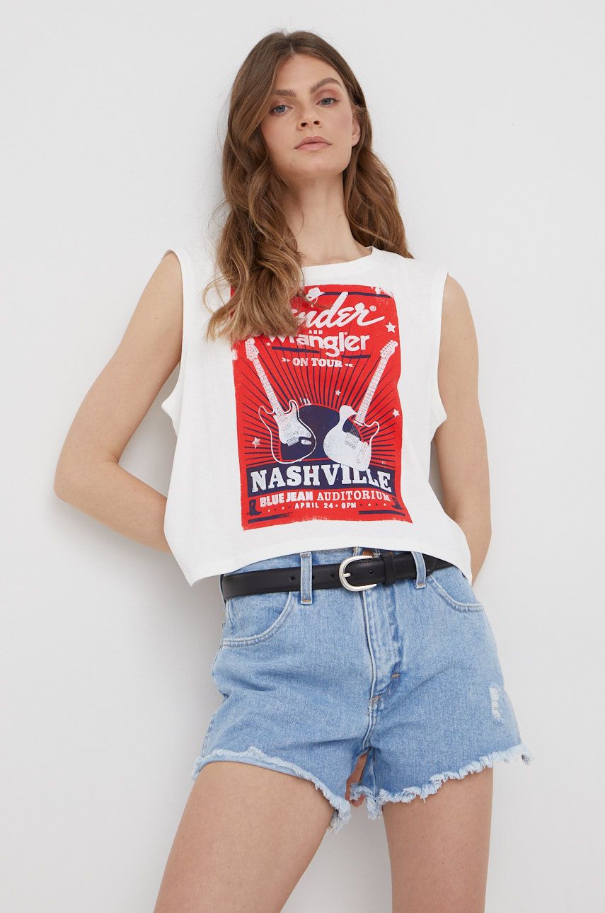 Wrangler t-shirt bawełniany kolor biały