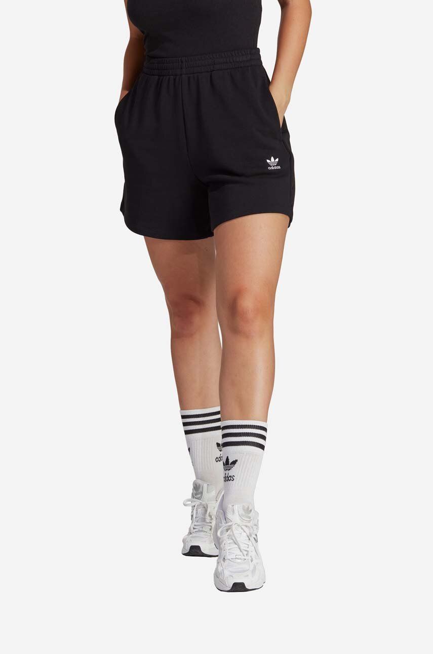 adidas Originals szorty damskie kolor czarny gładkie high waist IA6451-CZARNY