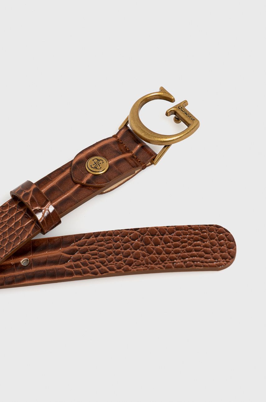 Guess Pasek damski kolor brązowy