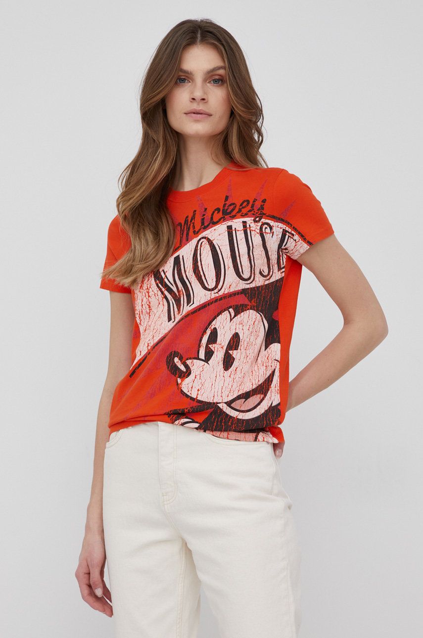 Desigual t-shirt bawełniany x Disney 22SWTK99 kolor pomarańczowy