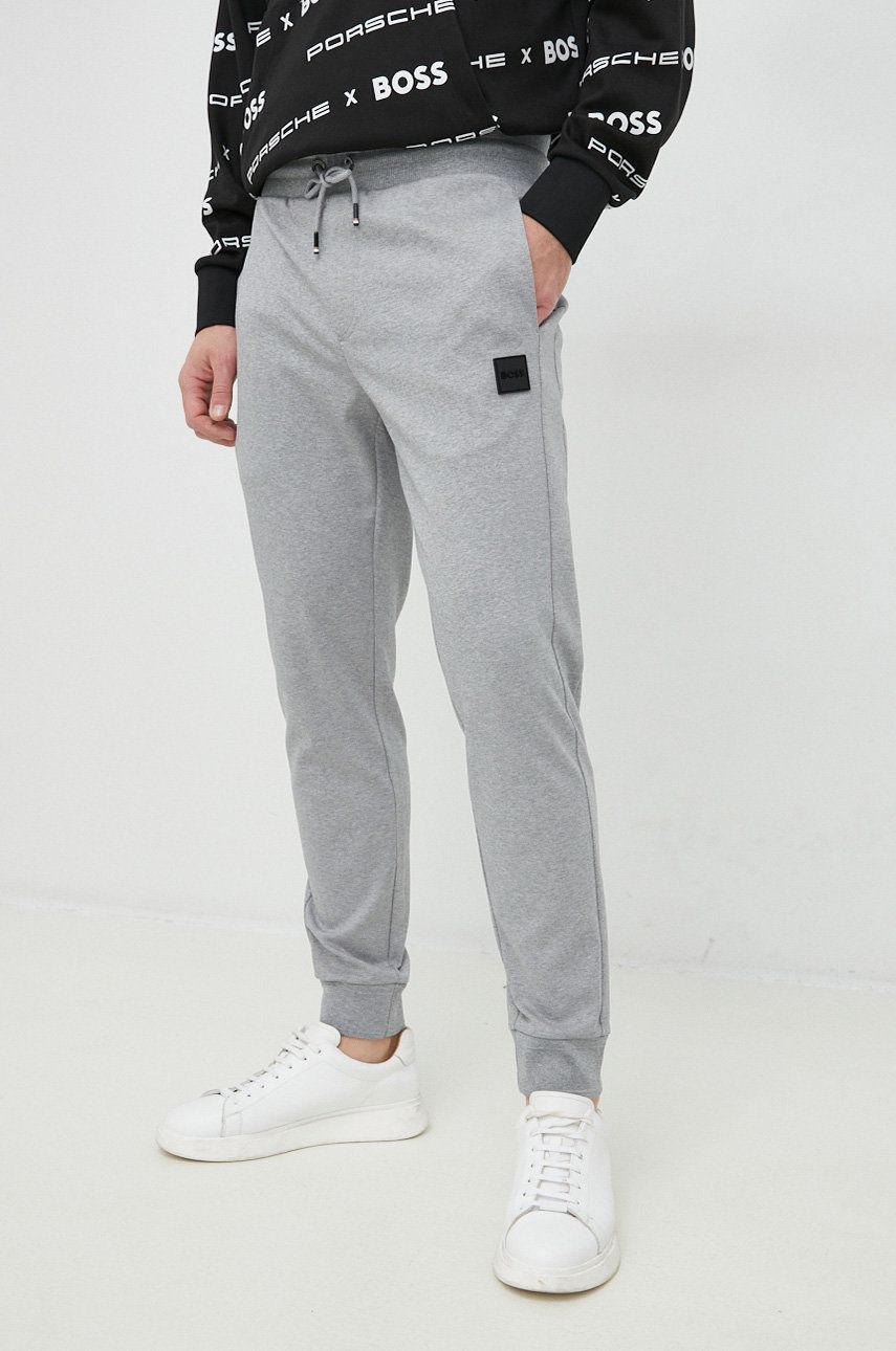 BOSS spodnie dresowe męskie kolor czarny melanżowe
