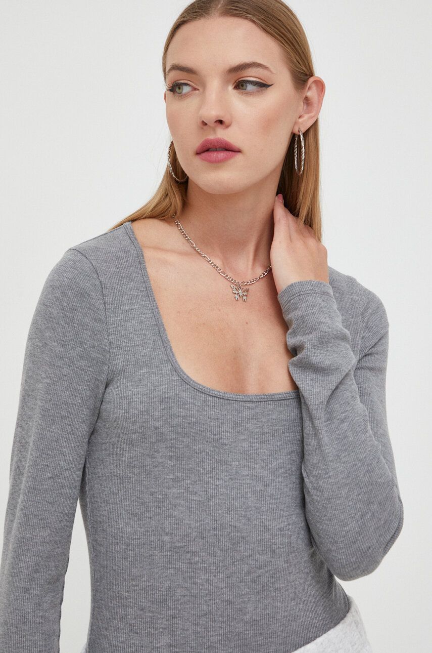 Abercrombie & Fitch longsleeve damski kolor szary