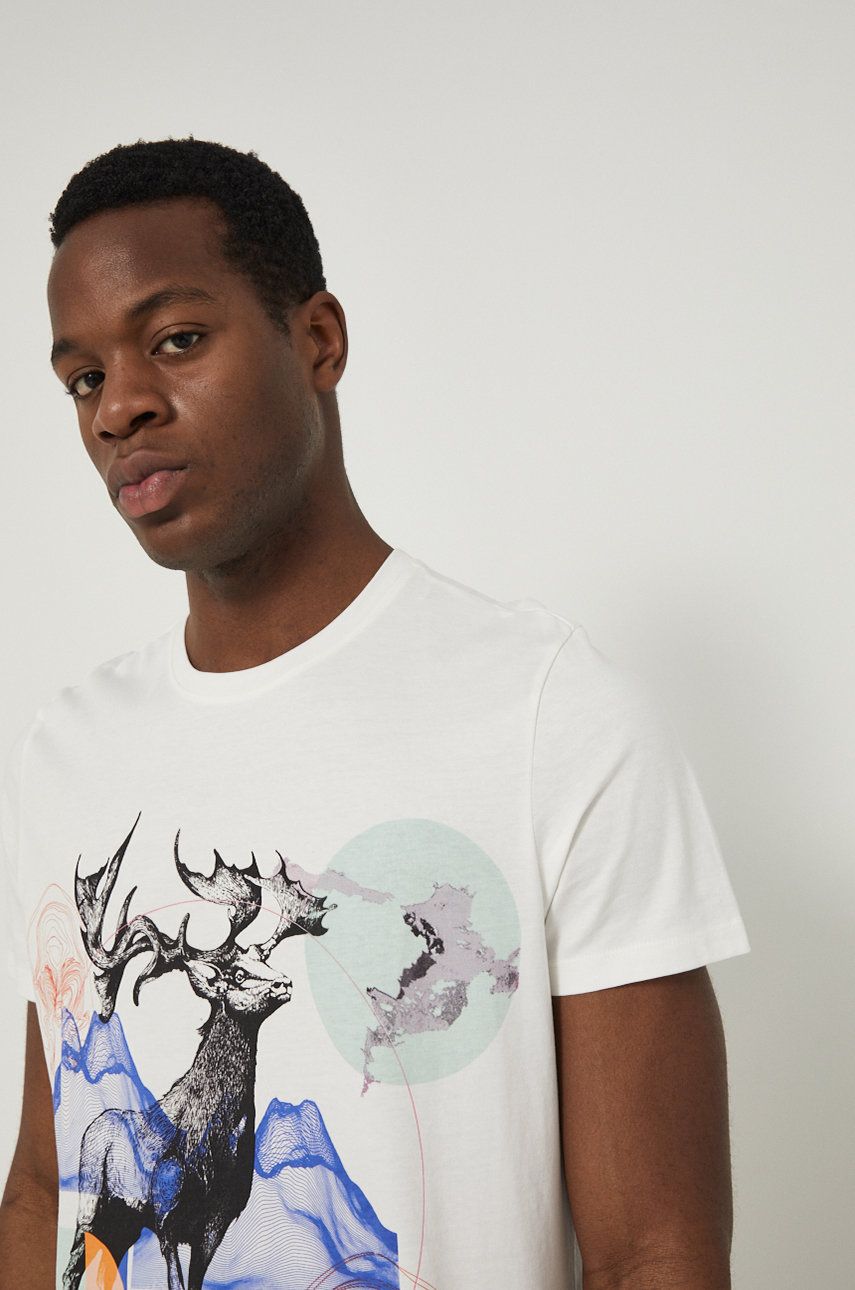 Medicine t-shirt bawełniany kolor biały wzorzysty