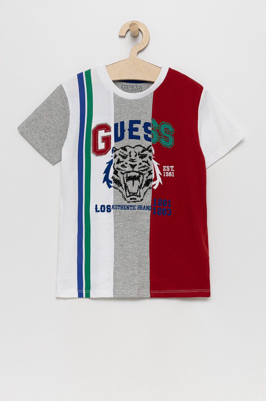 Guess T-shirt bawełniany dziecięcy z aplikacją