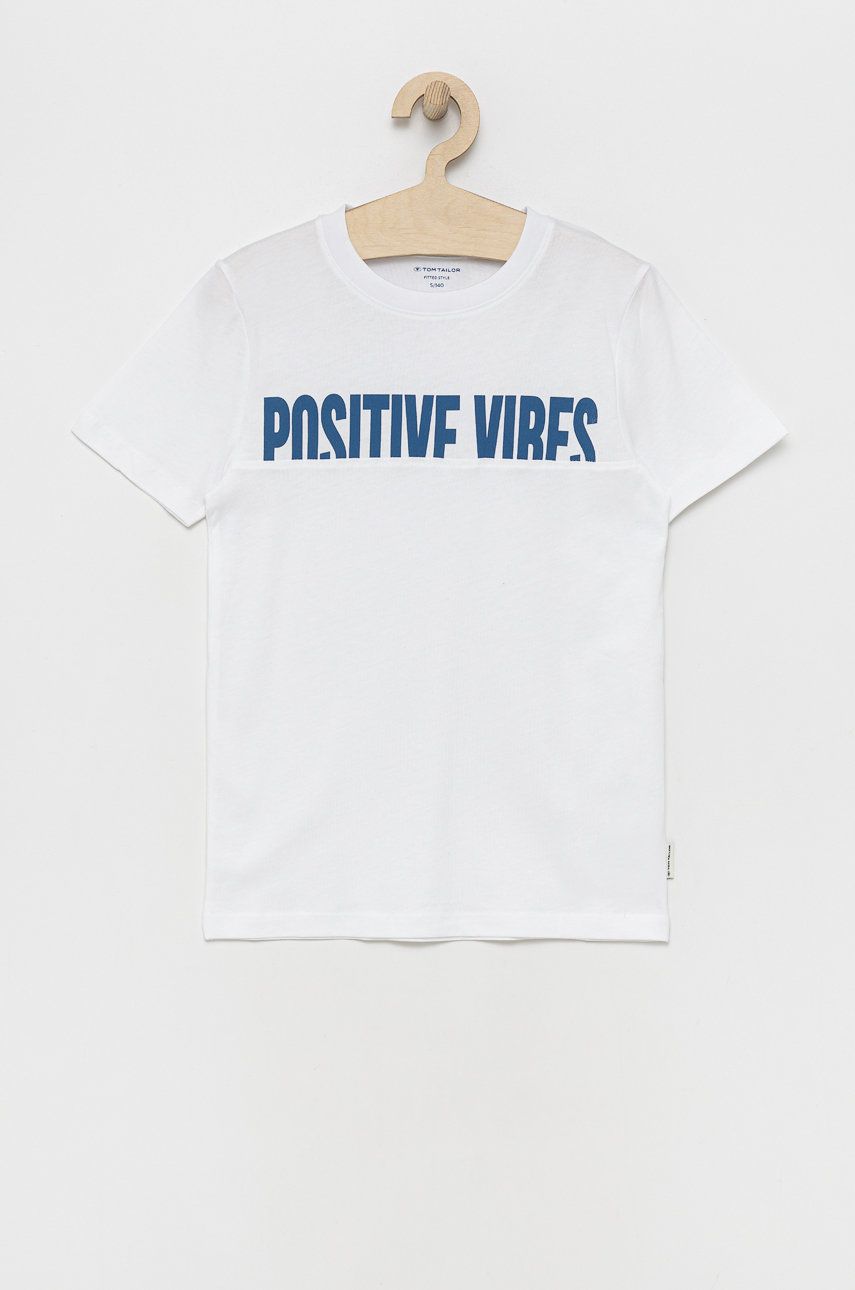 Tom Tailor t-shirt bawełniany dziecięcy kolor biały z nadrukiem