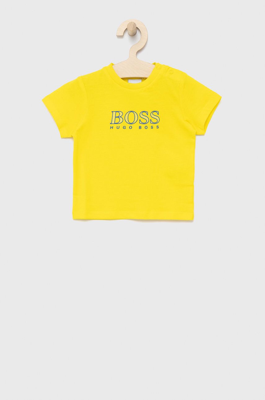 Boss t-shirt dziecięcy J05909.71.81 kolor żółty z nadrukiem