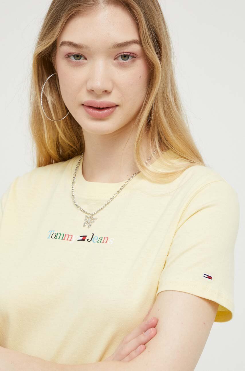 Tommy Jeans t-shirt bawełniany kolor żółty