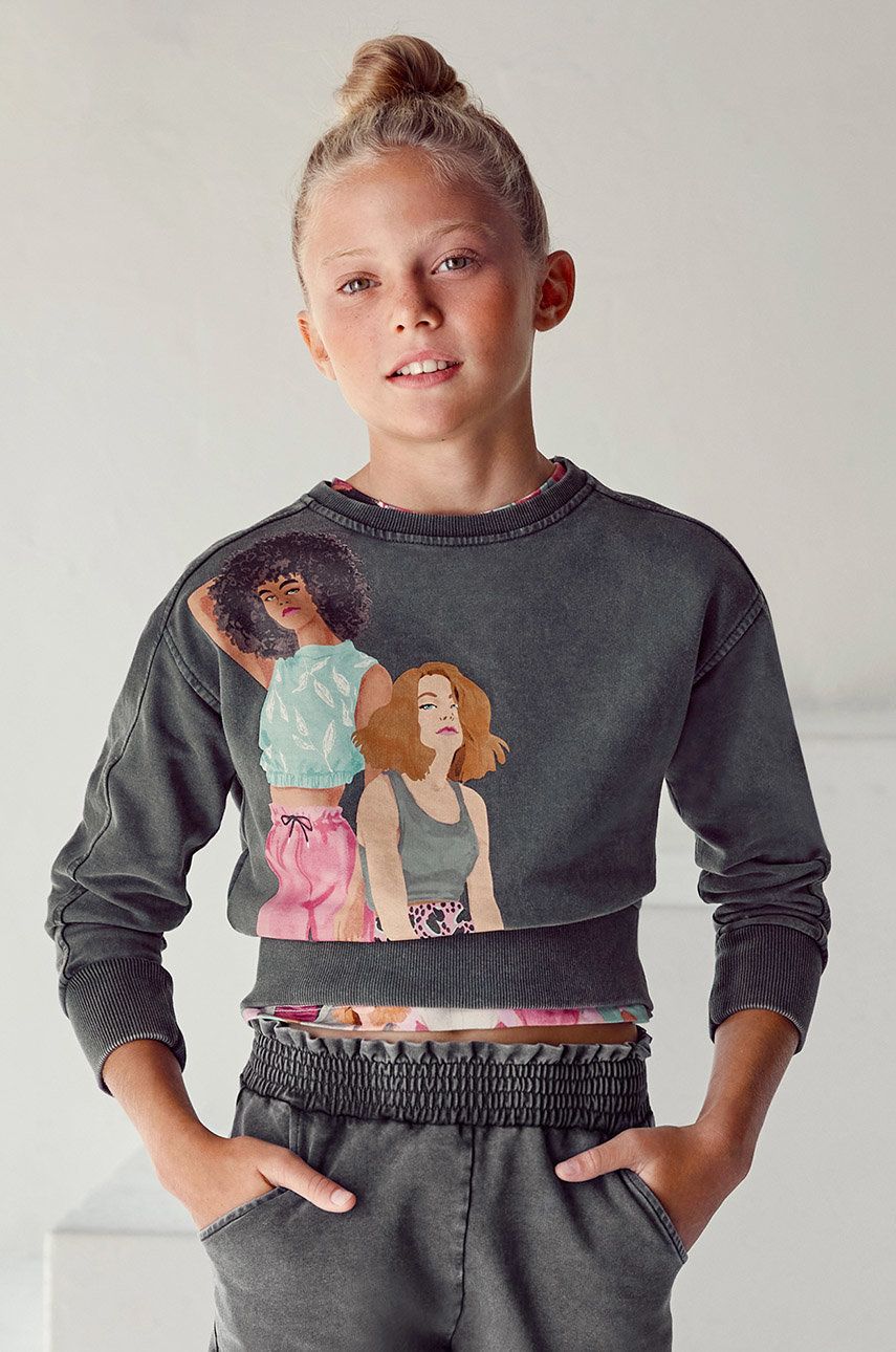 Mayoral bluza dziecięca kolor szary z nadrukiem