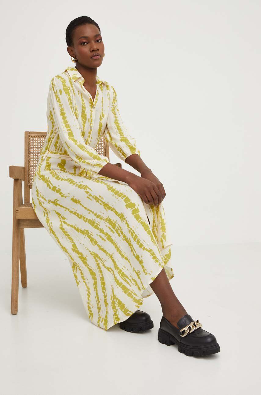 Answear Lab sukienka kolor zielony maxi rozkloszowana