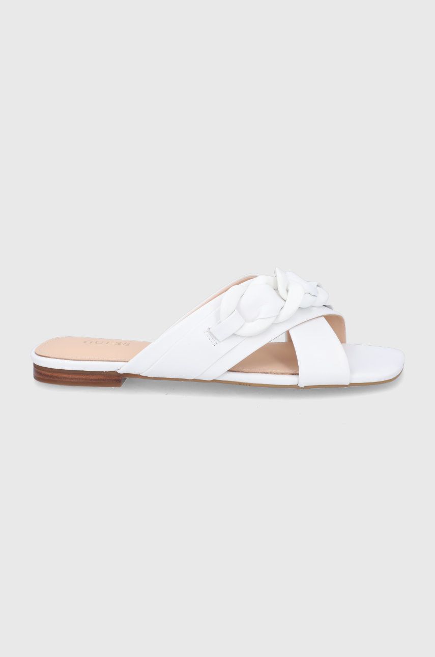 Guess klapki skórzane SAMEYA damskie kolor biały