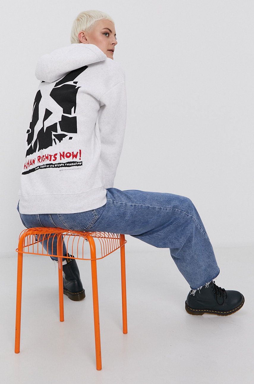 Reebok Classic Bluza H65682 kolor szary z kapturem z nadrukiem