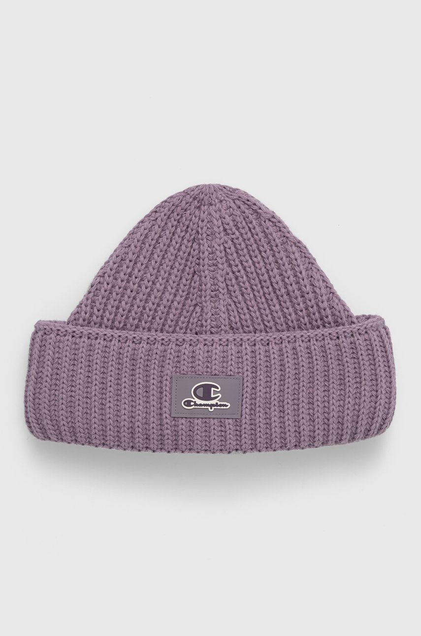 Champion czapka kolor fioletowy z grubej dzianiny