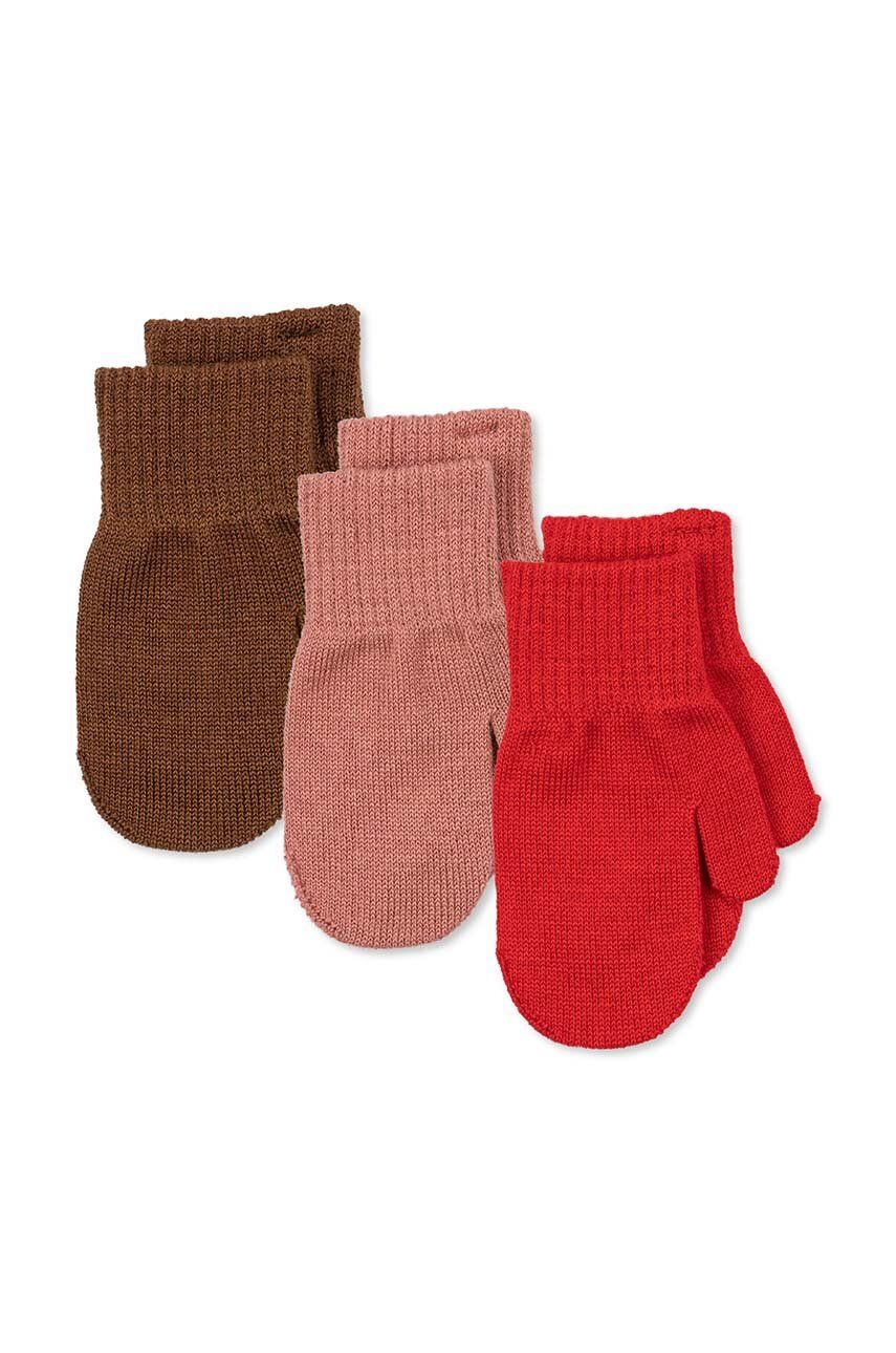 Konges Sløjd rękawiczki dziecięce 3-pack kolor różowy