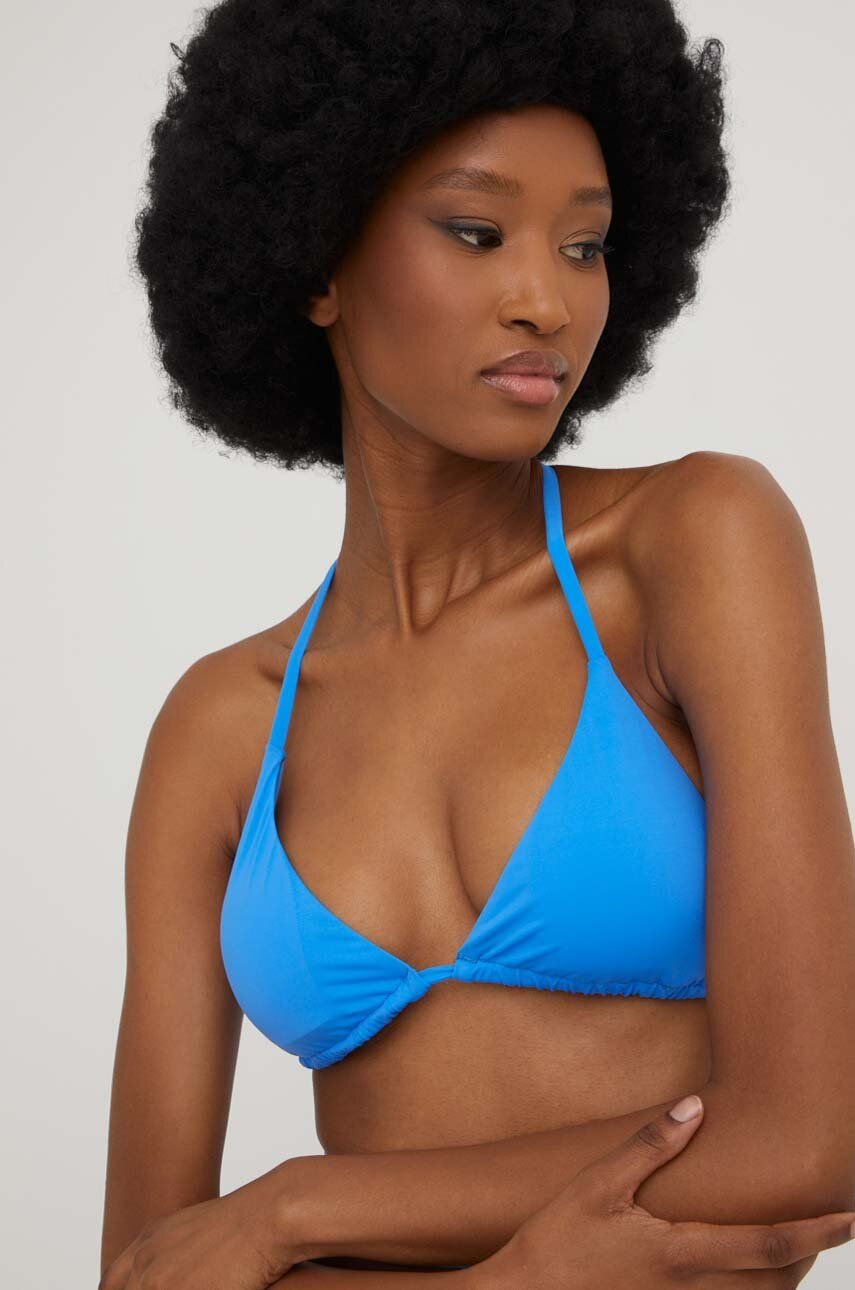 Answear Lab biustonosz kąpielowy kolor niebieski lekko usztywniona miseczka