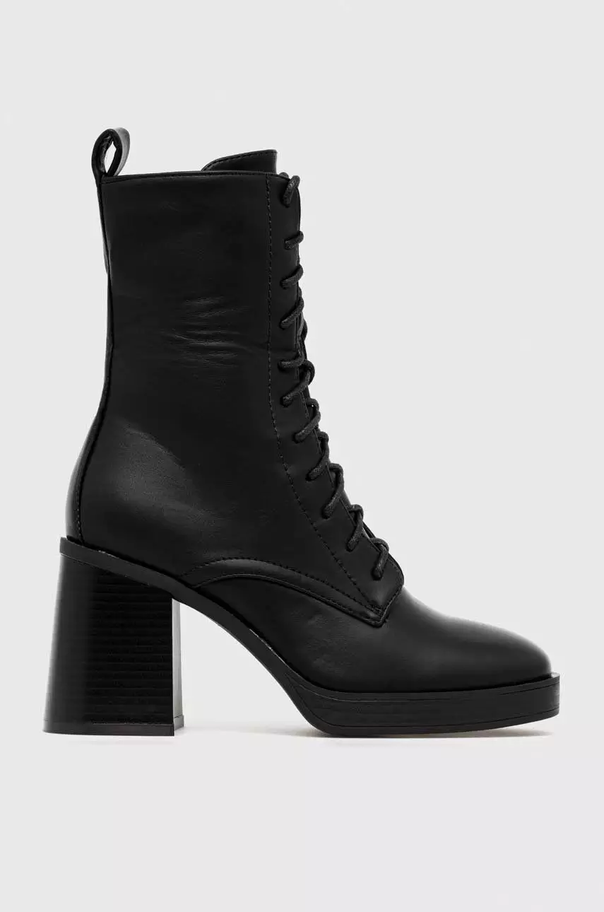 Answear Lab botki damskie kolor czarny na słupku lekko ocieplone