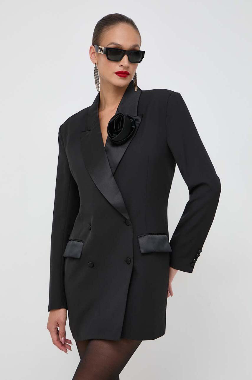 Bardot sukienka kolor czarny mini prosta