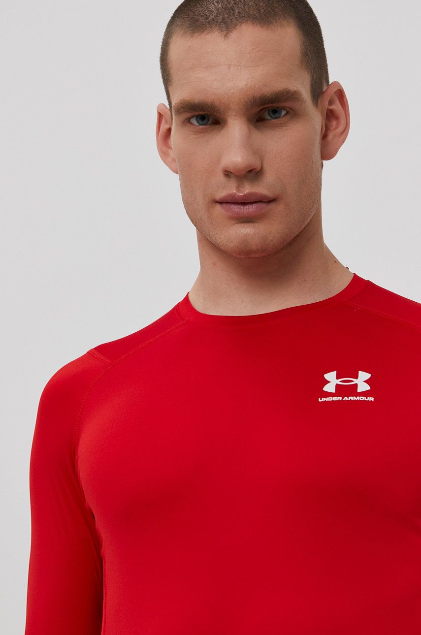 Under Armour longsleeve treningowy kolor czerwony gładki