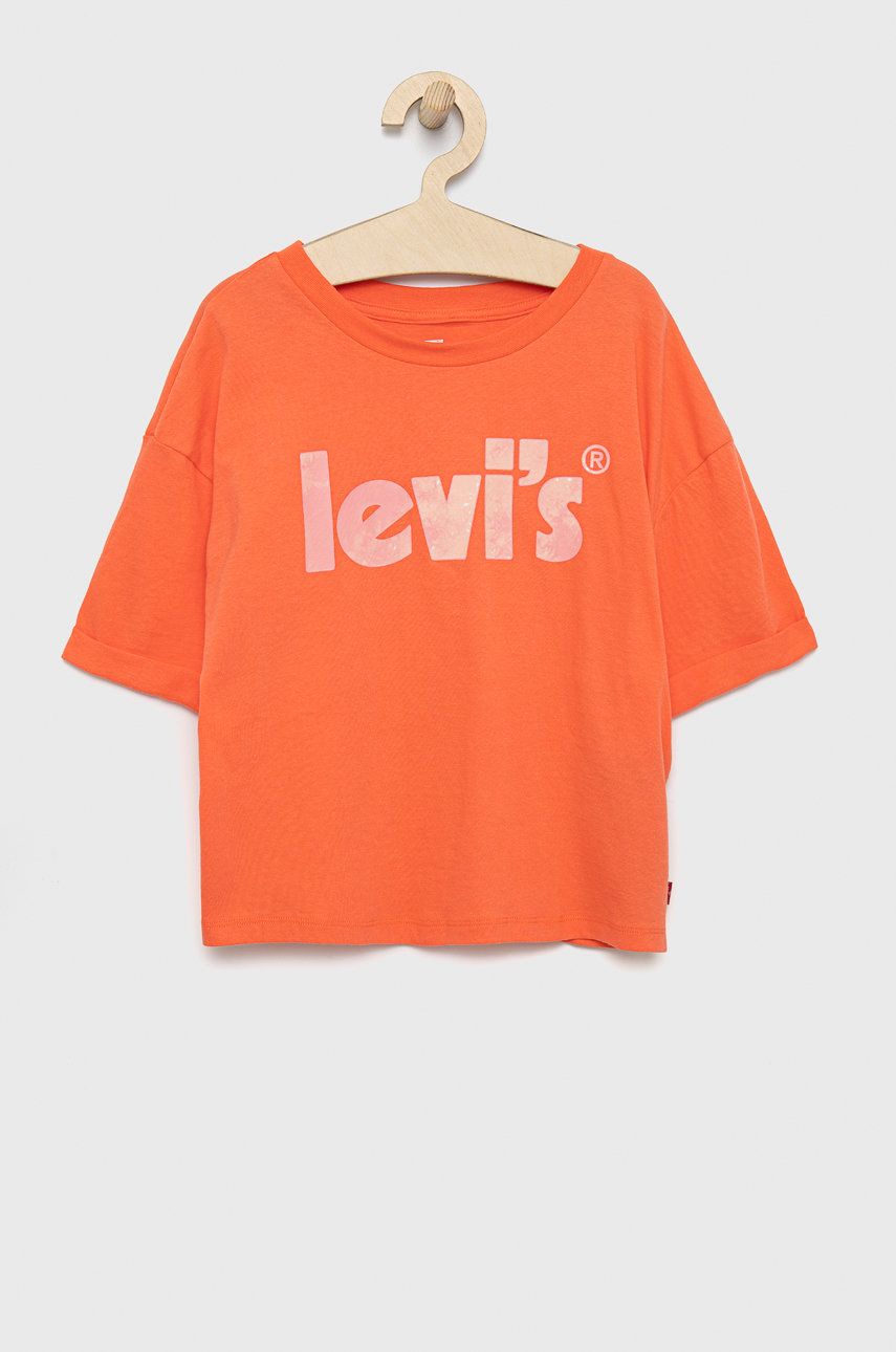Levi's t-shirt bawełniany dziecięcy kolor pomarańczowy