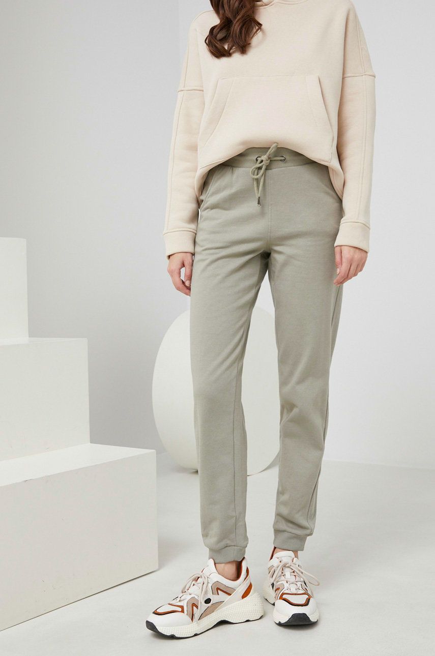 Answear Lab spodnie damskie kolor zielony gładkie