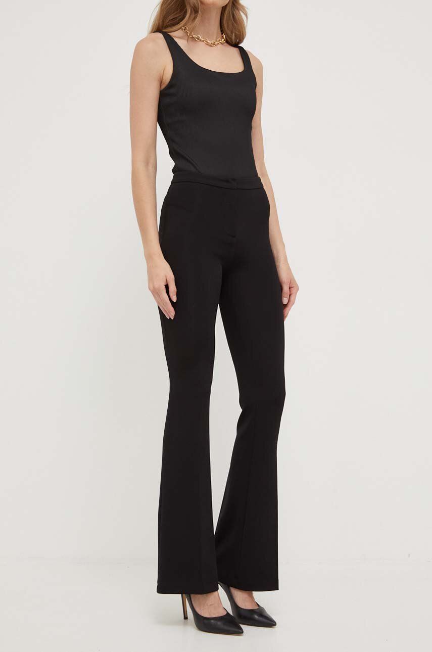 Pinko spodnie damskie kolor czarny dzwony high waist