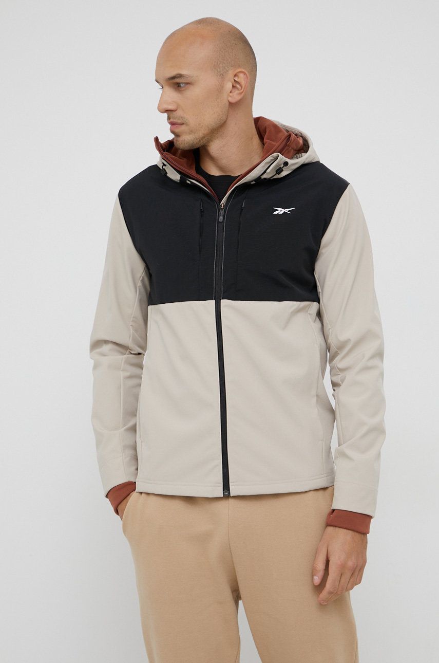 Reebok Kurtka GS9211 męska kolor beżowy przejściowa