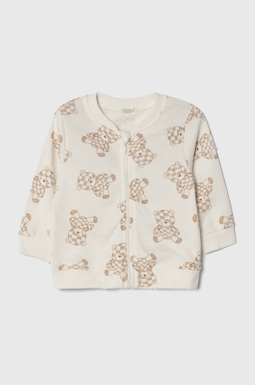 United Colors of Benetton bluza bawełniana niemowlęca kolor beżowy wzorzysta