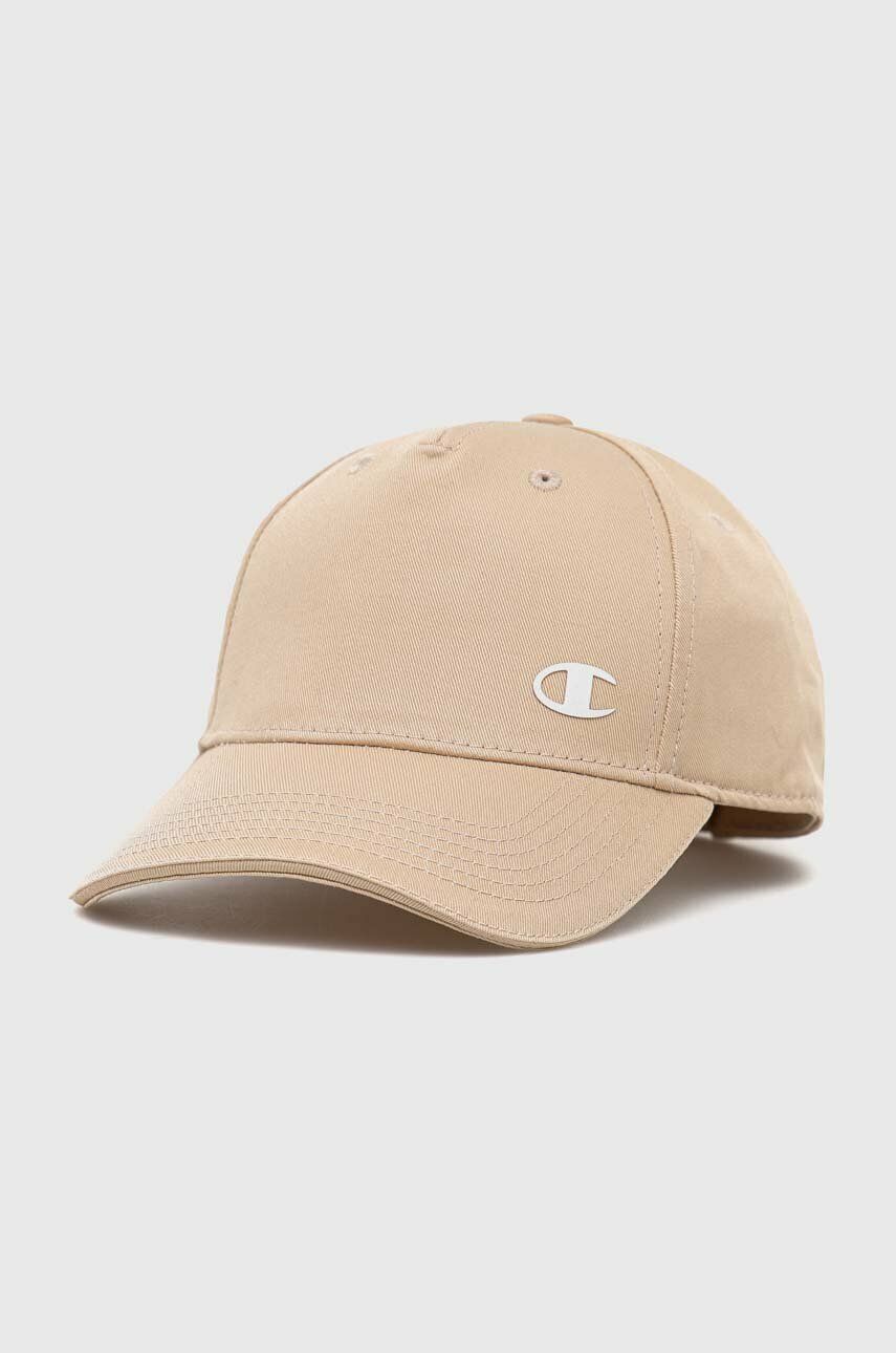 Champion czapka z daszkiem bawełniana kolor beżowy z nadrukiem