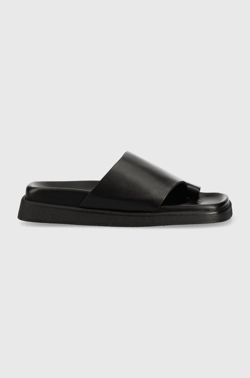 Alohas klapki skórzane Toe Ring Flop damskie kolor czarny S00174.25