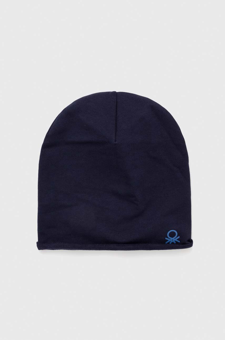 United Colors of Benetton czapka dziecięca kolor granatowy z cienkiej dzianiny