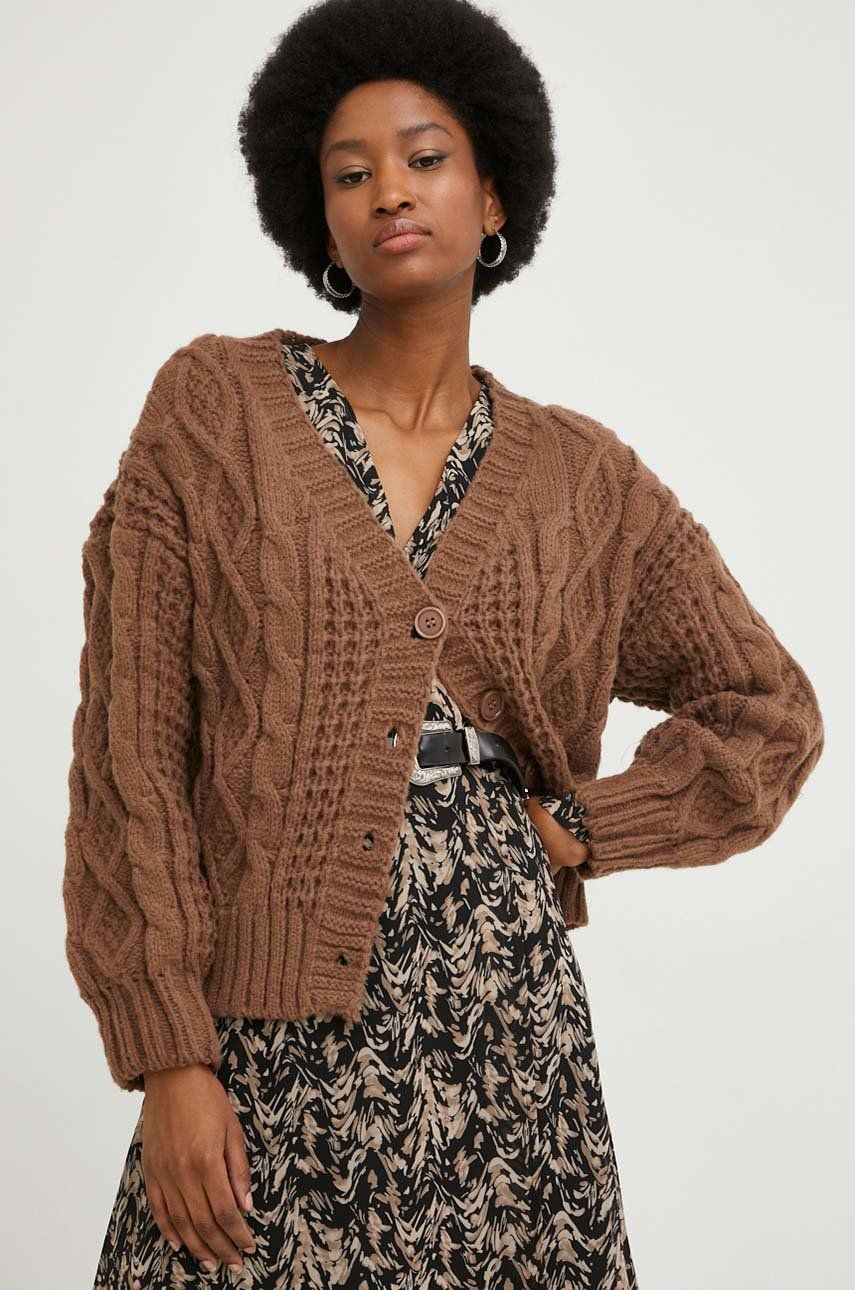 Answear Lab kardigan damski kolor brązowy ciepły