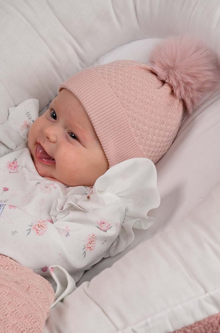 Jamiks czapka dziecięca LOLO kolor różowy bawełniana