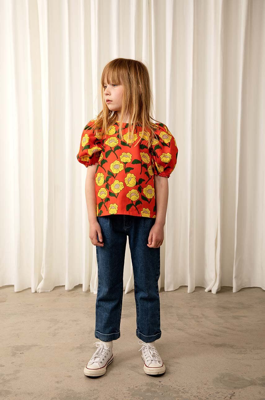 Mini Rodini bluzka bawełniana dziecięca kolor pomarańczowy wzorzysta