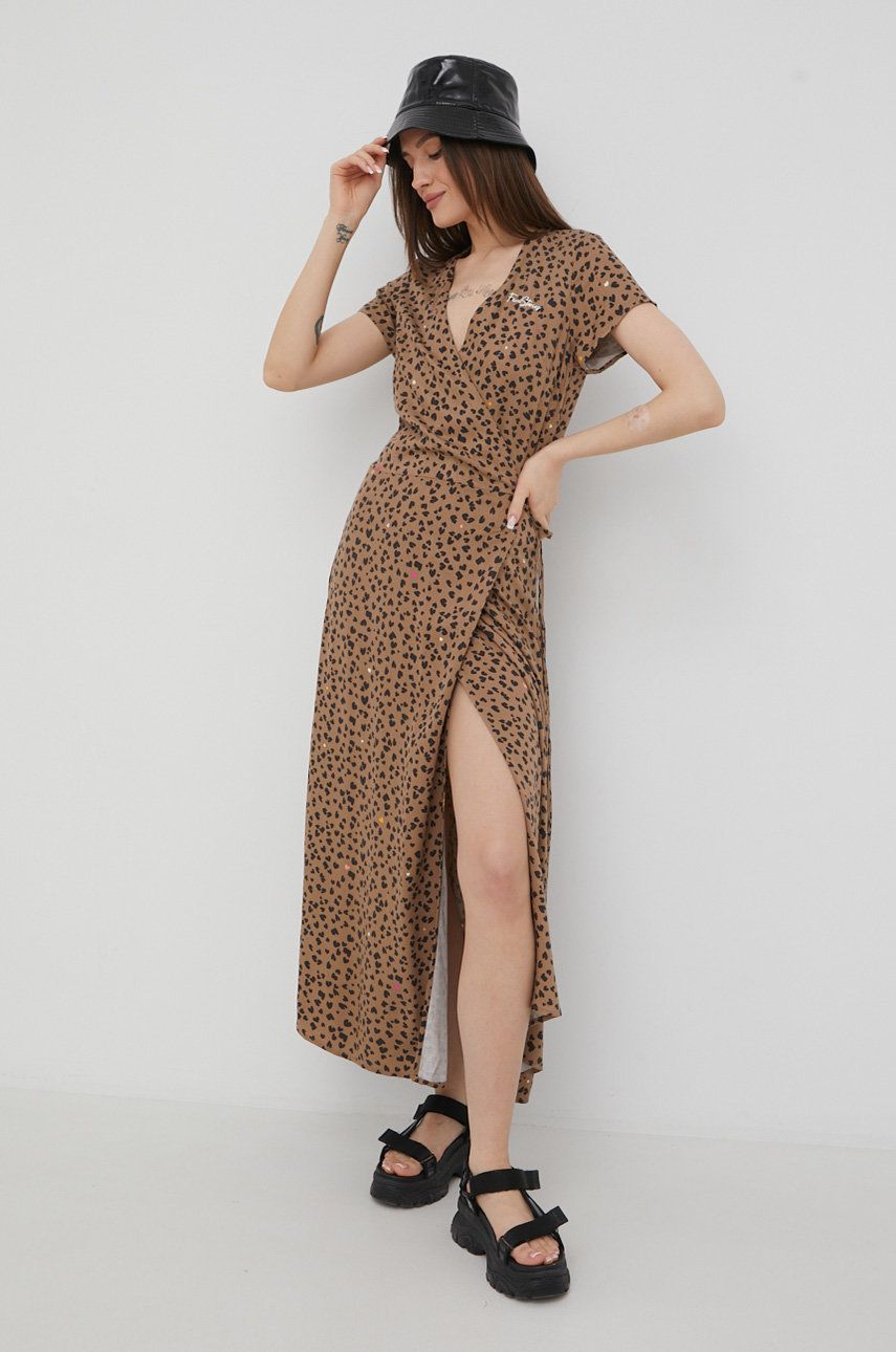 Femi Stories sukienka Elsa kolor brązowy maxi prosta