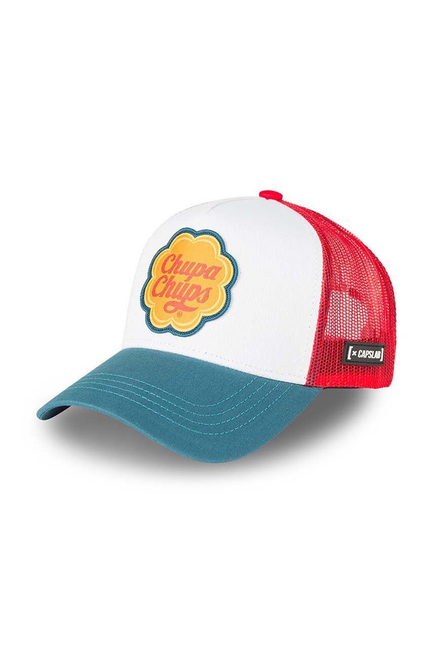Capslab czapka z daszkiem CHUPA CHUPS kolor biały wzorzysta