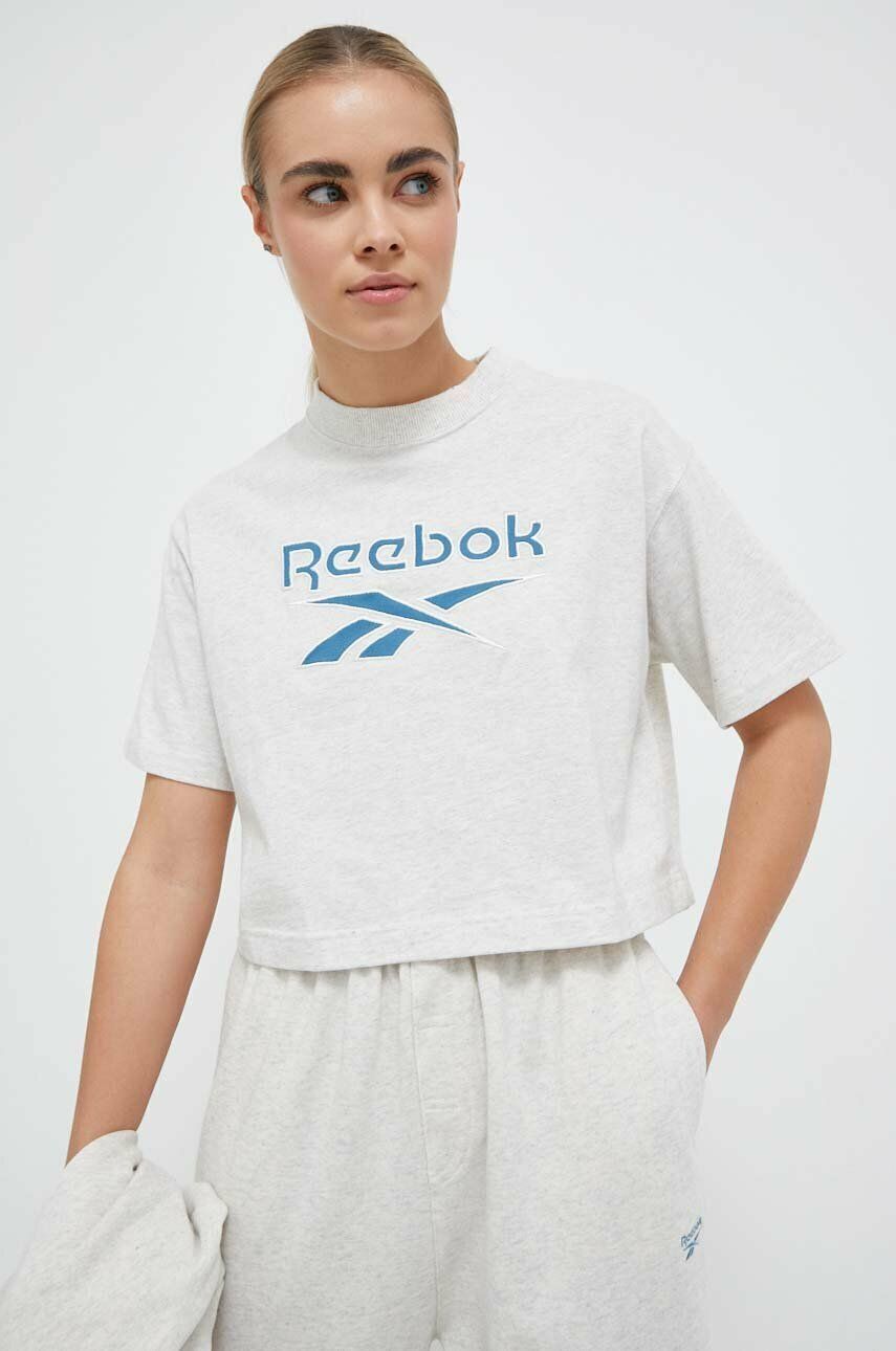 Reebok Classic t-shirt bawełniany AE Big Logo Crop kolor beżowy IC8094-CHAMEL