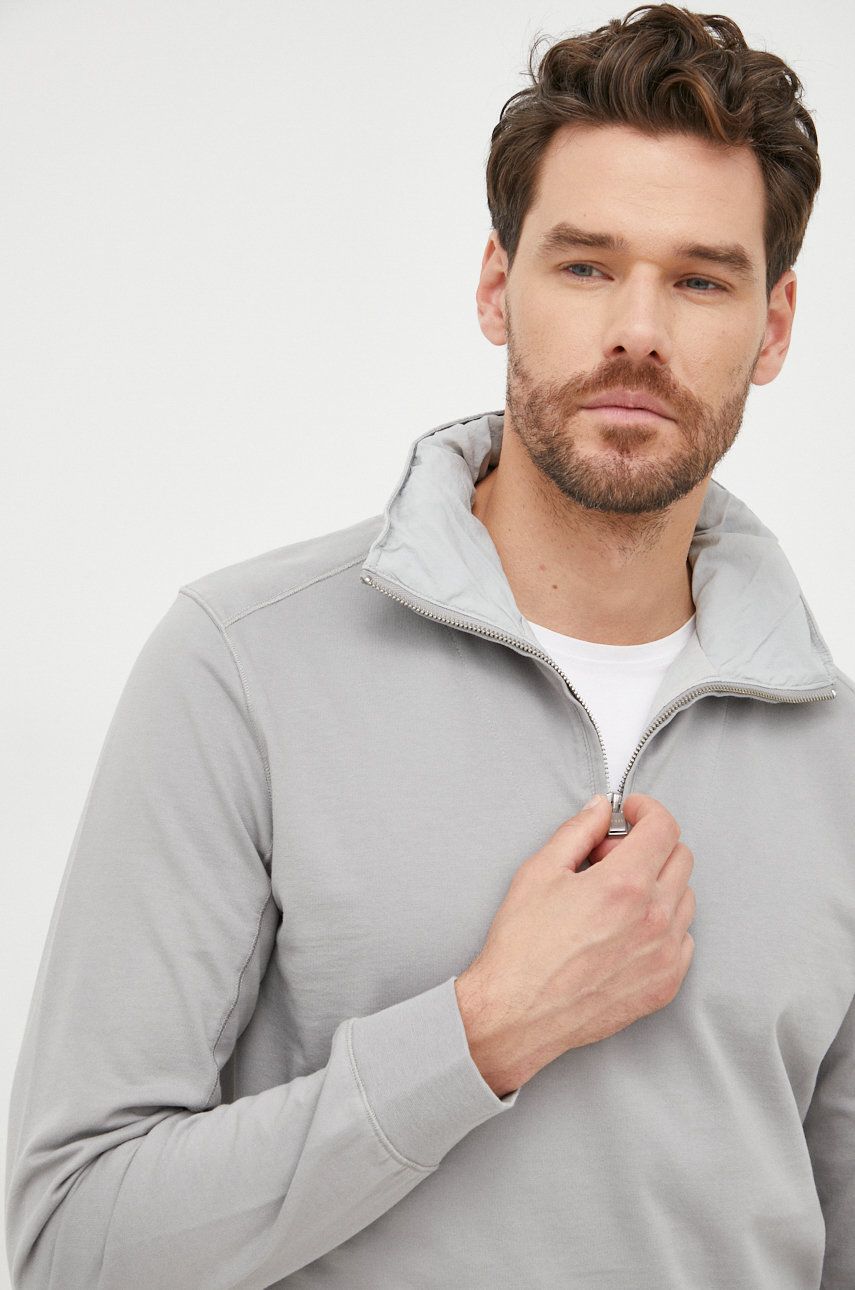 BOSS bluza bawełniana BOSS CASUAL męska kolor szary z kapturem gładka