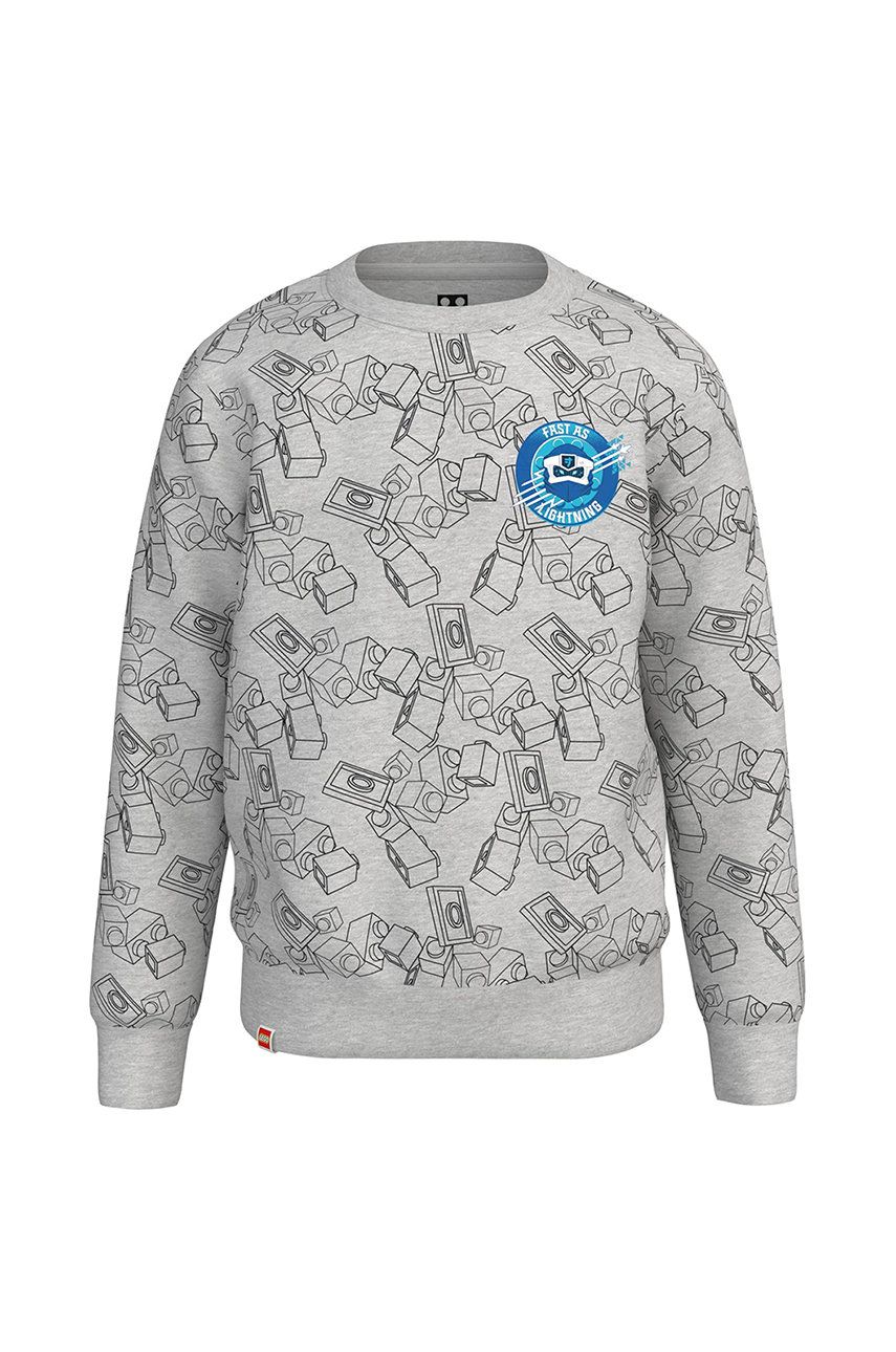 Lego bluza bawełniana dziecięca kolor szary wzorzysta
