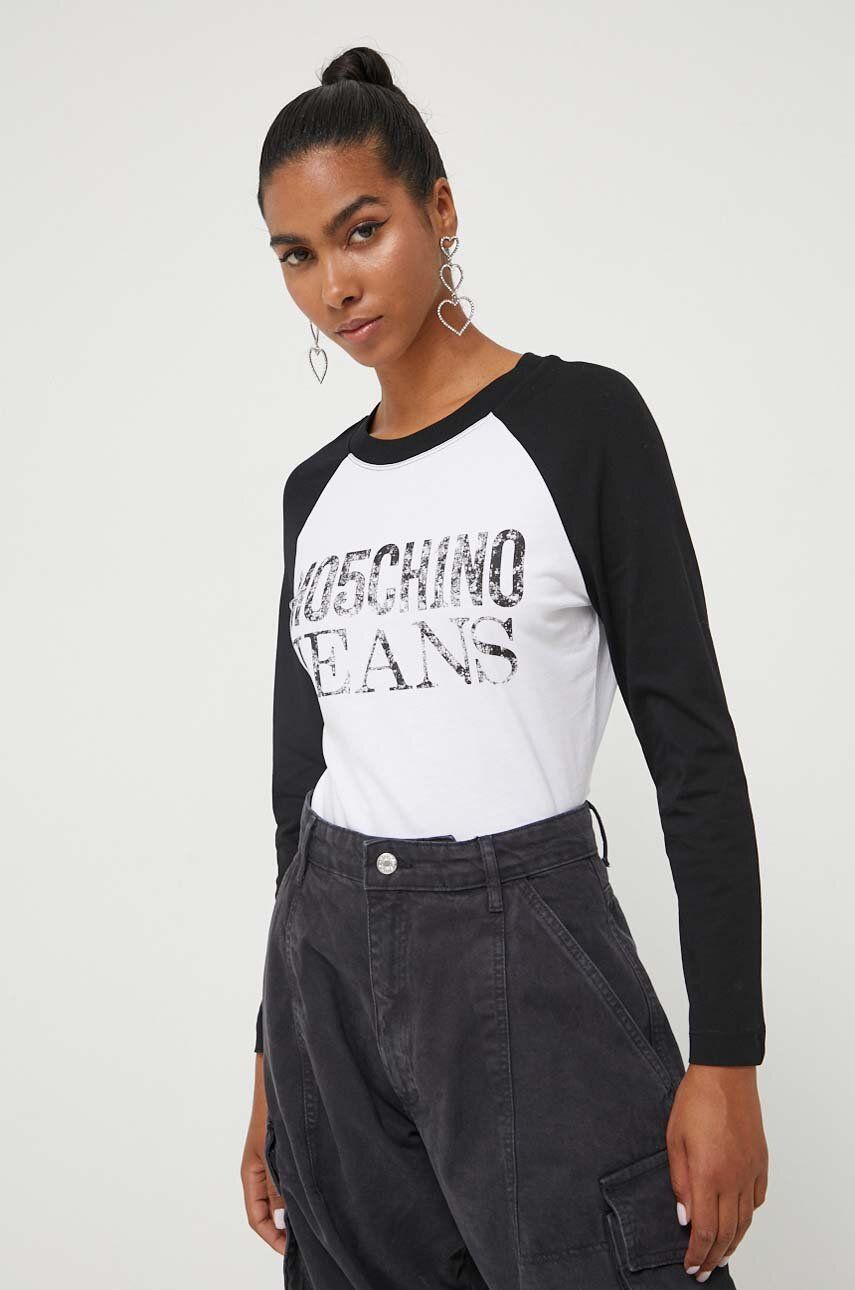 Moschino Jeans longsleeve bawełniany kolor czarny