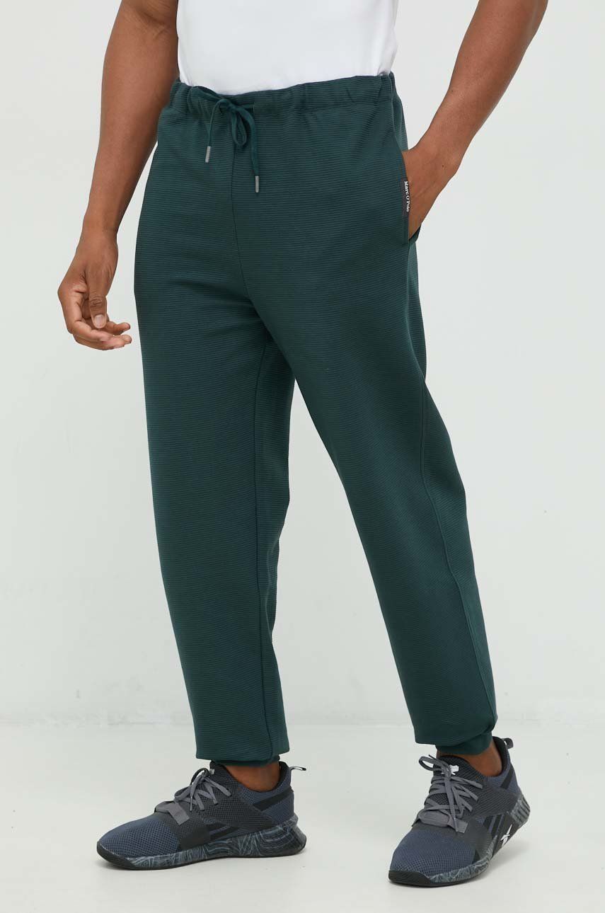 Marc O'Polo spodnie dresowe bawełniane męskie kolor zielony gładkie