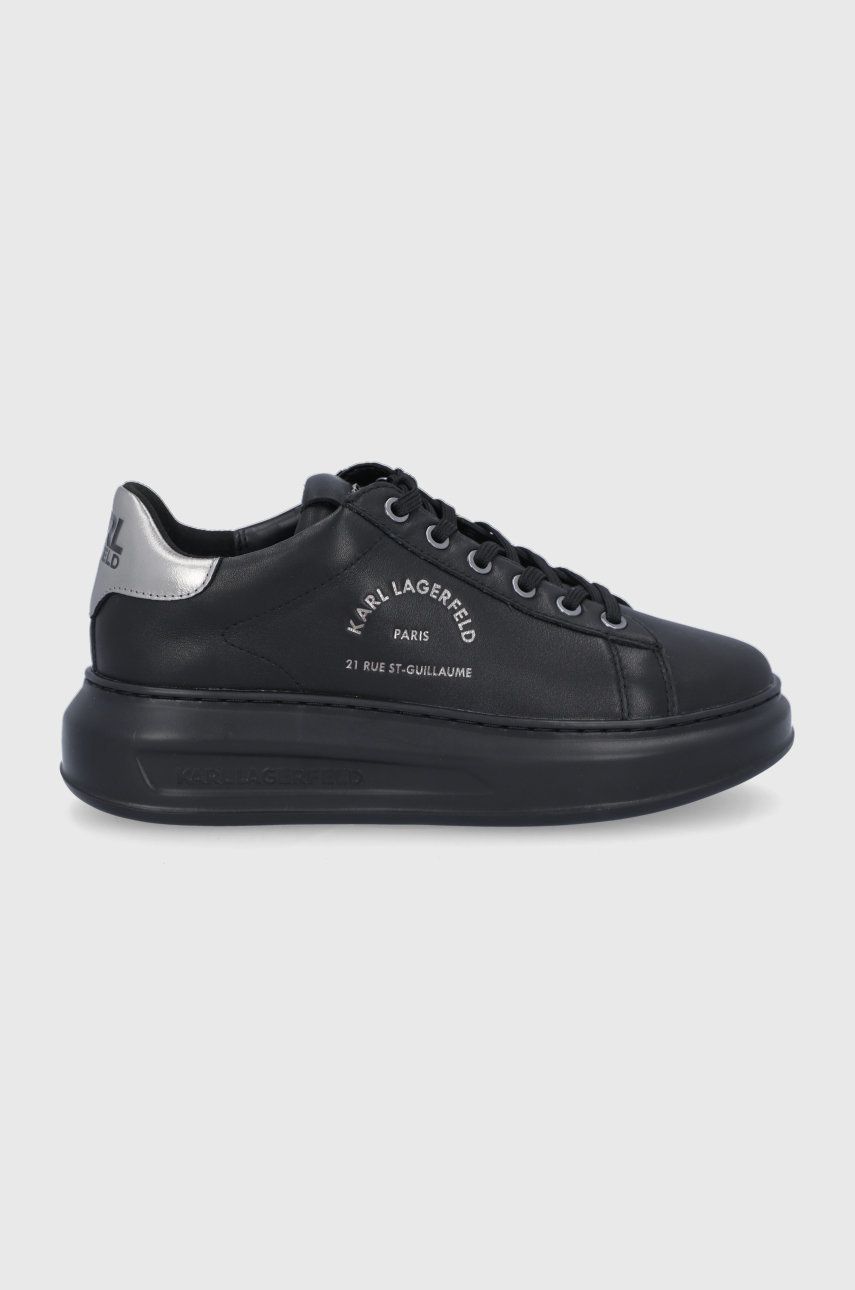 Karl Lagerfeld Buty skórzane KL62538.Black.Lthr.Mon kolor czarny na platformie