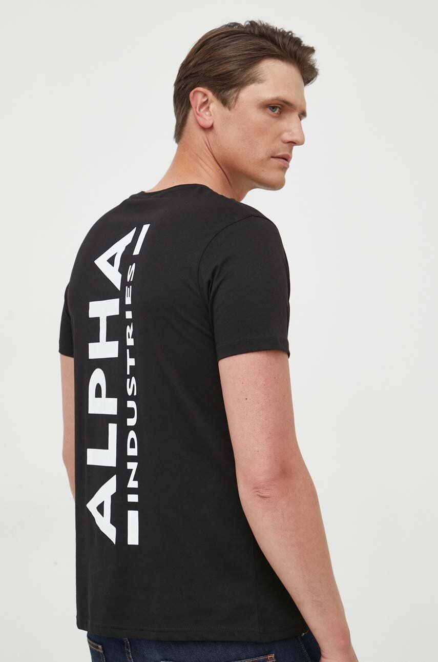 Alpha Industries t-shirt bawełniany Backprint T kolor czarny z nadrukiem 128507 03 128507.03-CZARNY