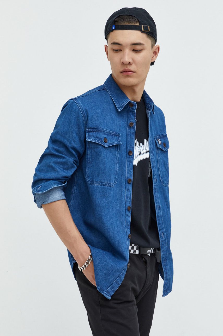 Superdry koszula jeansowa męska regular z kołnierzykiem klasycznym