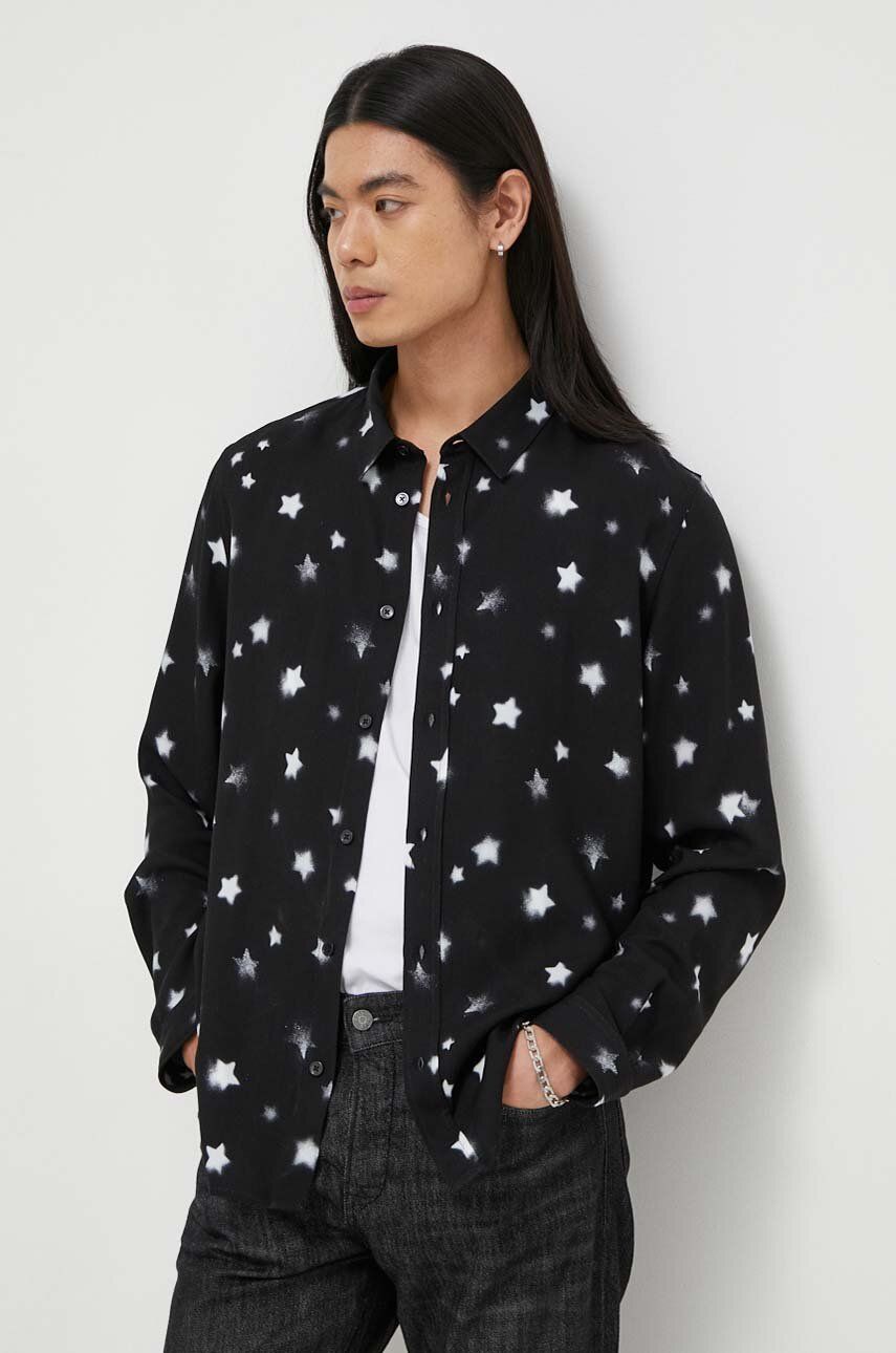 The Kooples koszula męska kolor czarny regular z kołnierzykiem klasycznym