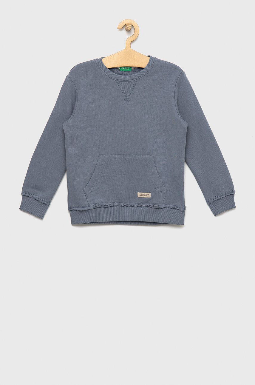 United Colors of Benetton bluza bawełniana dziecięca kolor szary gładka