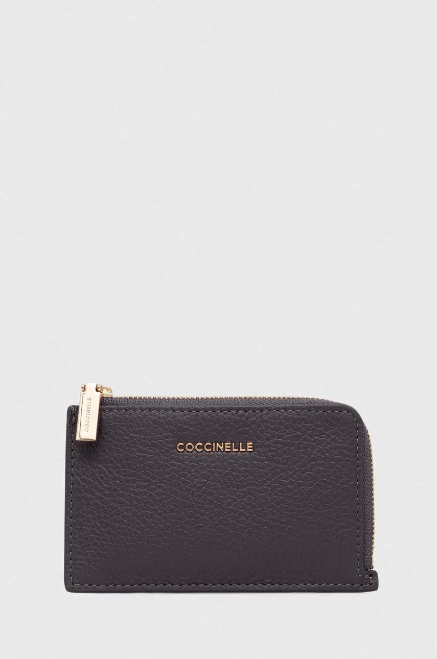 Coccinelle portfel skórzany damski kolor szary