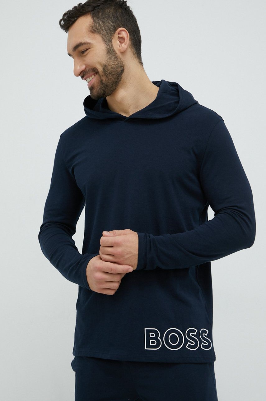BOSS bluza lounge kolor granatowy z kapturem