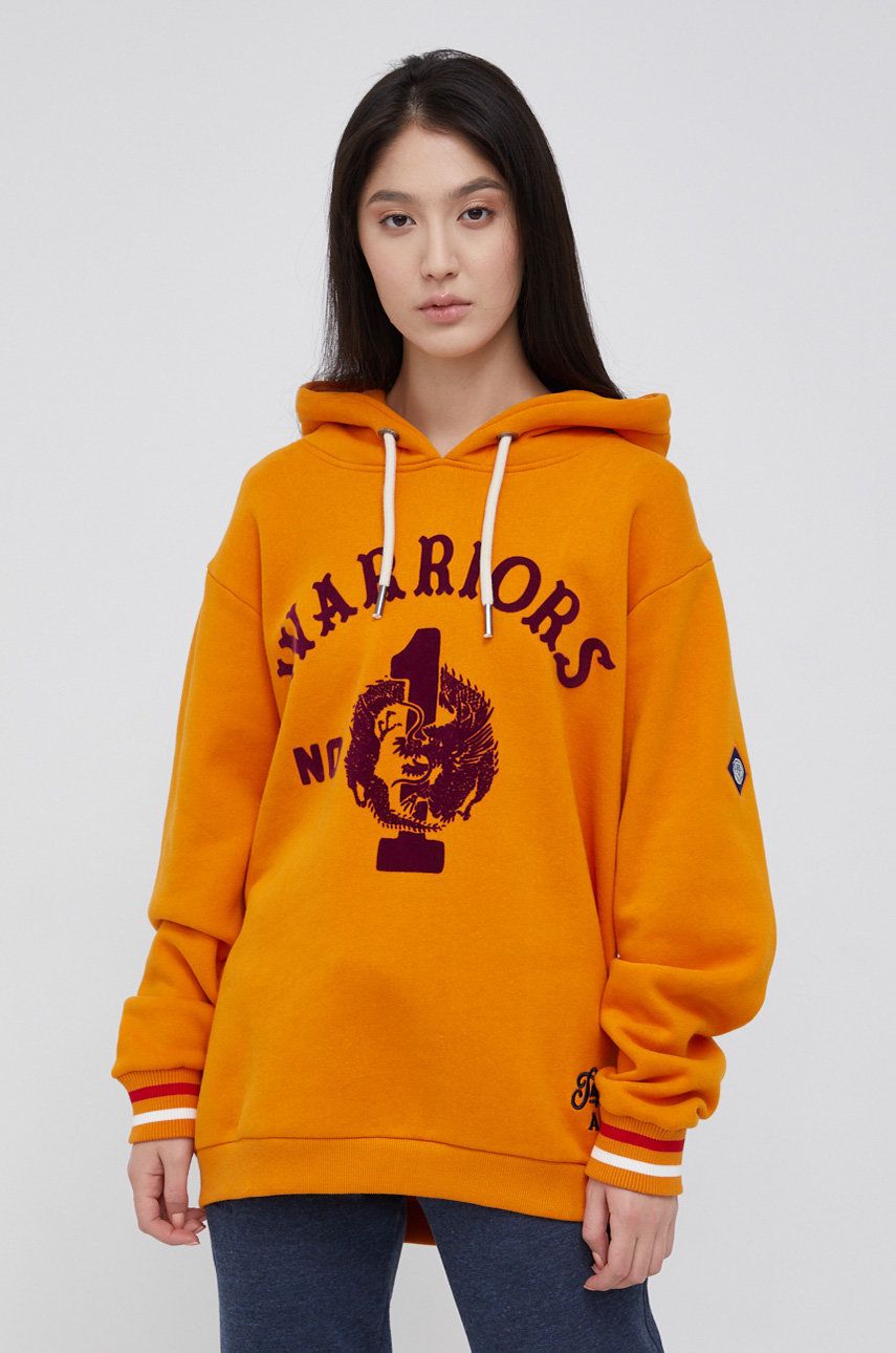 Superdry Bluza damska kolor pomarańczowy z kapturem gładka