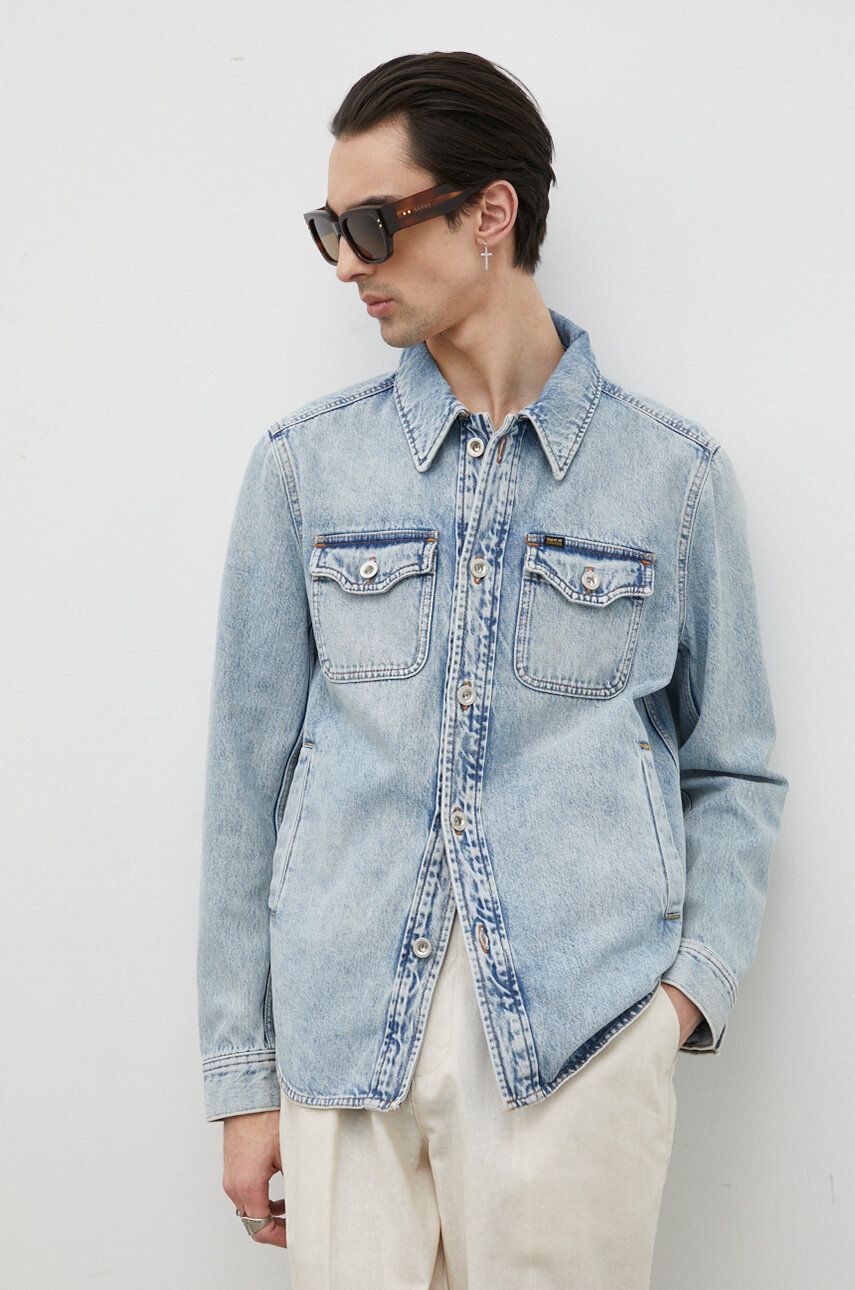 Tiger Of Sweden kurtka jeansowa męska kolor niebieski przejściowa