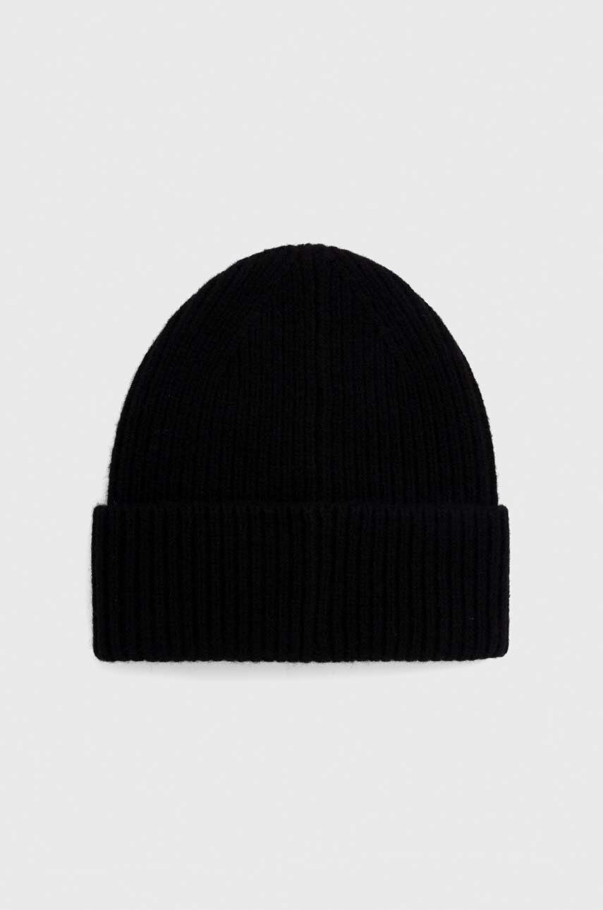 Answear Lab czapka wełniana kolor czarny z grubej dzianiny wełniana